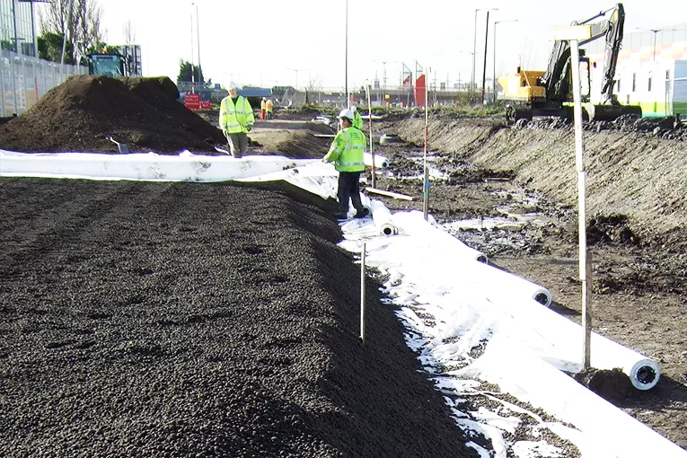 LECA® geotechnical fill (LWA) as a lightweight fill solution for infrastructure works at the Royal Albert Basin