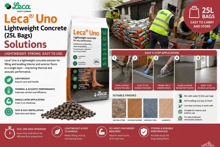 Leca® Uno Pre-Mixed Lightweight Concrete (25L Bags)