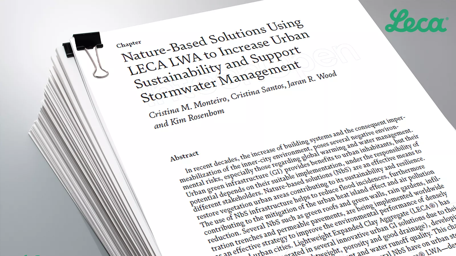 Nature-Based Solutions to Increase Urban Sustainability and Support  Stormwater Management